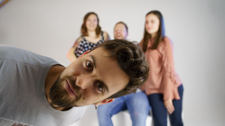 Behind the scenes. Researchers on the set enjoying a day of filming.