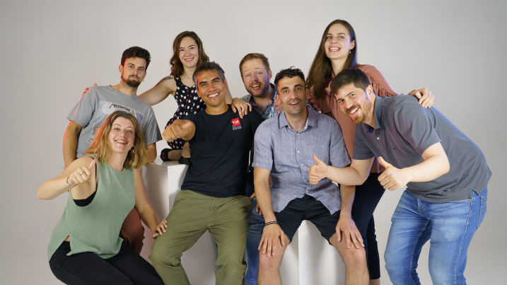 Behind the scenes. Researchers on the set enjoying a day of filming.