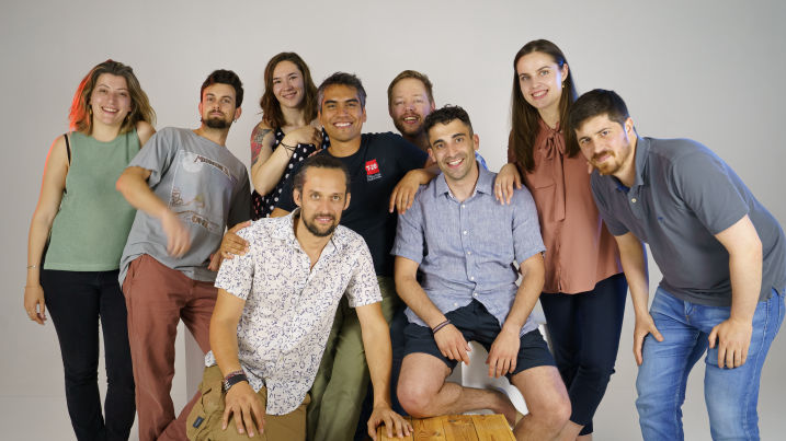 Behind the scenes. Researchers on the set enjoying a day of filming.