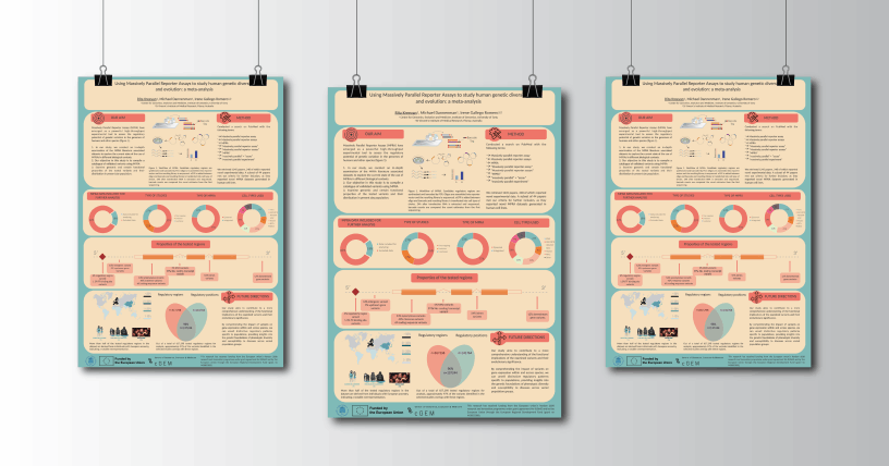 In this image we show the Posters that were worked on to show the advances in MPRA research at the Institute of Genomics at the University of Tartu.